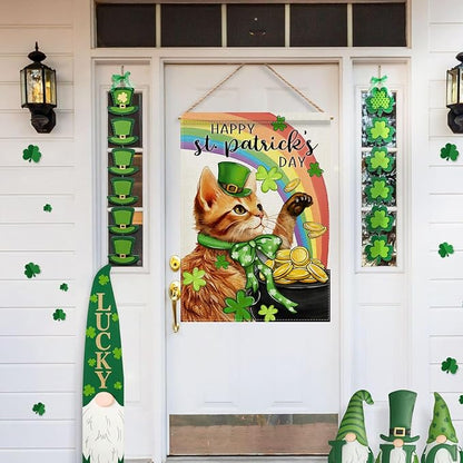 Dyrenson Happy St Patricks Day Orange Cat 28 x 40 House Flag Double Sided - Image 5