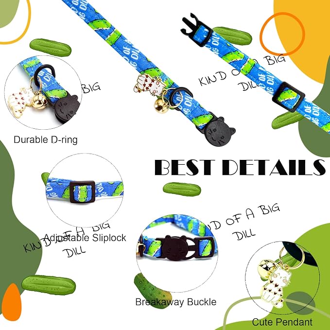 Elegant little tail 2 Pack Cat Collar-Shark Print Cotton Breakaway Cat Collars - Image 2