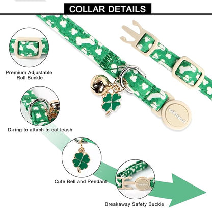 Lionet Paws 2pcs Pack St. Patrick Cotton Cat Collar, Breakaway Buckle - Image 4