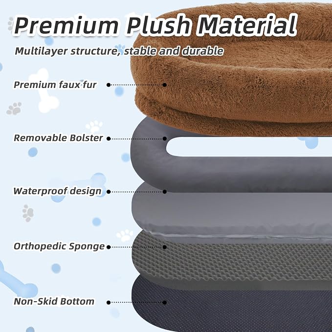Human Dog Bed, Washable Faux Fur Pet Bed - Image 4