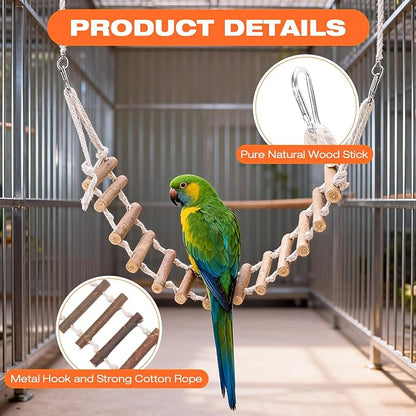 Naturals Rope Wooden Ladder Bird Swing - Image 3
