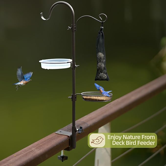 ERYTLLY Deck Hook Bird Feeder Pole Bird Feeder Porch Multi Hook Bird Feeding - Image 4