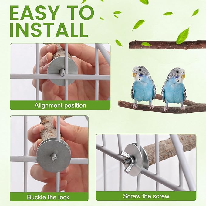 BILLIOTEAM 9PCS Apple Wood Bird Perches, Natural Parrot Stand & Chewing Toy - Image 5