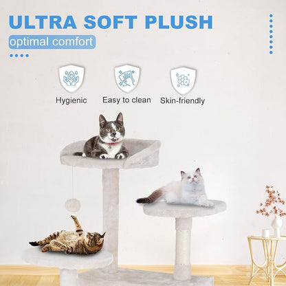 FDW | 54" Cat Tree Tower | Beige | Multi-Level Indoor Activity Center - Image 5