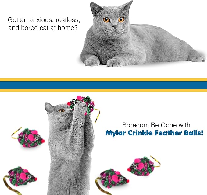 SunGrow 12 Pack Cat Crinkle Mice, 6x1.5 Inch Mice - Image 5