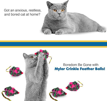 SunGrow 12 Pack Cat Crinkle Mice, 6x1.5 Inch Mice - Image 5