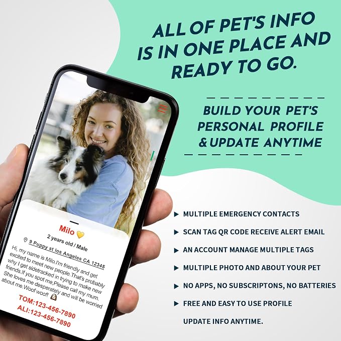 MYLUCKYTAG QR Code Pet ID | Personalized Dog & Cat Collar Tag | Online Profile - Image 3