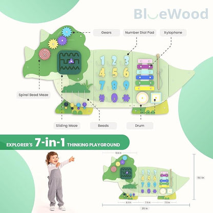 BlueWood Wooden Wall Busy Board Panels, Toddler Learning Activity Center - Image 3