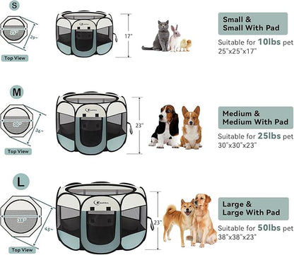 Dog Playpen with Washable Pee Pad, Puppy Pet Cat Playpen Small Dogs Tent Crate - Image 8