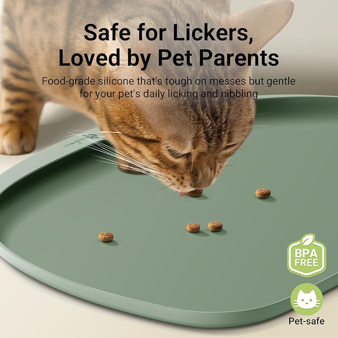 DownyPaws Cat Food Mats for Floors Waterproof, BPA Free Silicone Pet Feeding Mat - Image 2