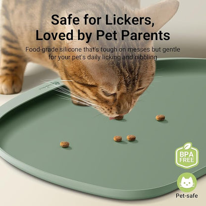 DownyPaws Cat Food Mats for Floors Waterproof, BPA Free Silicone Pet Feeding Mat - Image 2