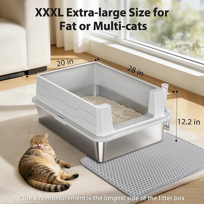 FURTIME XXXL Extra Large Stainless Steel Litter Box - Image 4