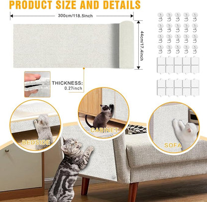 Cat Scratch Mat, 118.5"x17.4" Trimmable Self-Adhesive Cat Scratch Furniture - Image 2