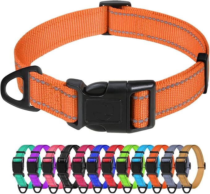 TagME Reflective Nylon Dog Collars, Adjustable Classic Pet Collar by TagME