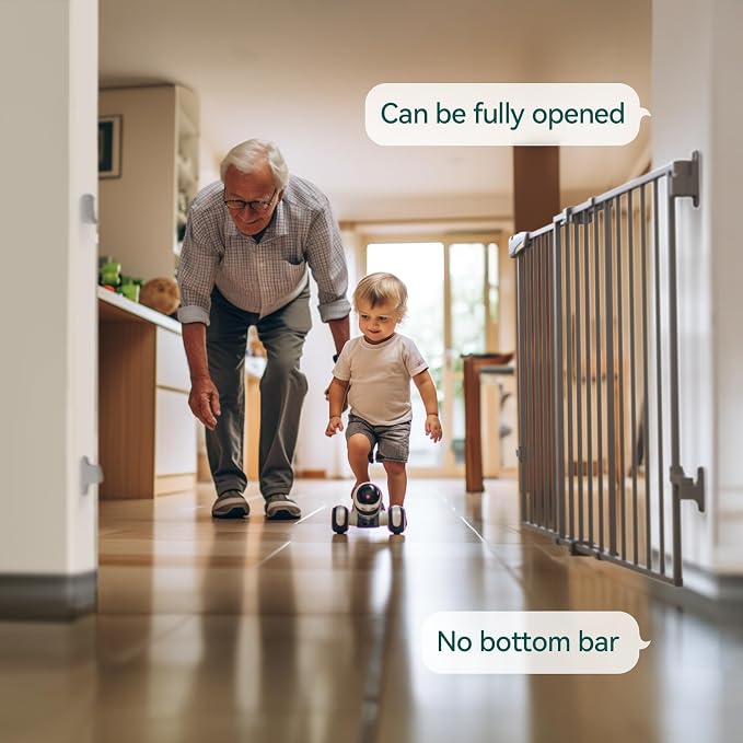 Babelio 31.5-55" No Bottom Bar Baby Gate Extra Wide, 2-in-1 Auto Close Dog Gate - Image 3