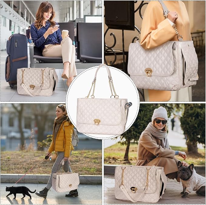 Fashion Pet Carrier Dogs Cat Small Animals Purse Bag, Leather Pet Carriers Dog - Image 7
