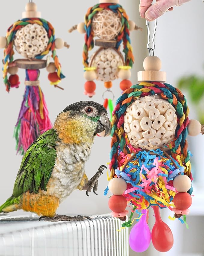Bissap 3PCS Bird Parrot Foraging Shredder Hanging Toys Sola Balls - Image 6
