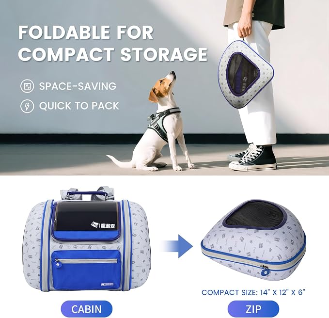 Cat and Dog Backpack Carrier, Foldable Breathable Pet Carrier Backpack - Image 2