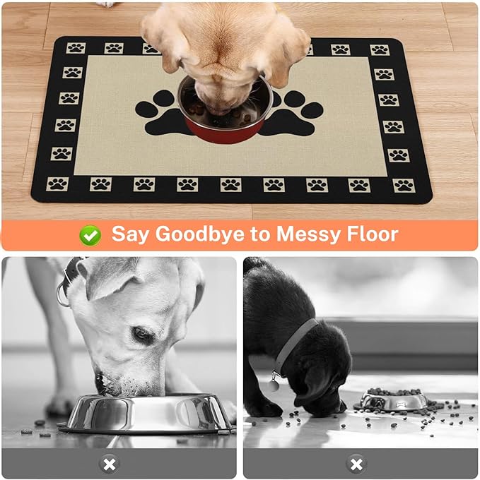 Absorbent Pet Dog Bowl Mat for Food and Water, Pet Cat Food Feeding Mat - Image 3