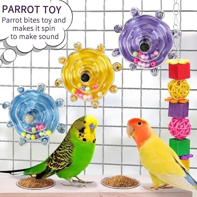 Parakeet Toys, Small Parrot Rotating Interactive Training Toy, Parakeet Cage - Image 3