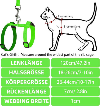 PUPTECK Adjustable Cat Harness and Leash Set Escape Proof Kitten Strap Collar - Image 2