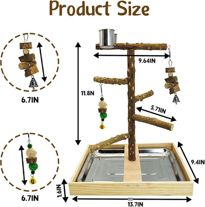 Tfwadmx Bird Perch Natural Wood Stand Toy Parrot Play Stand Platform Bird Cage - Image 3