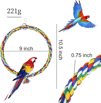 WishLotus Bird Swing, Cage Hanging Cotton Rope Swing Bite Resistance Perches - Image 2