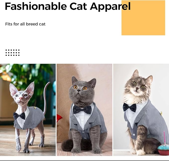 DENTRUN Cat Tuxedo Outfit, Sphynx Cat Costume Formal Suit - Image 5
