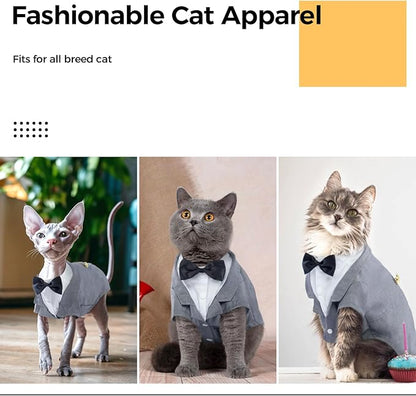 DENTRUN Cat Tuxedo Outfit, Sphynx Cat Costume Formal Suit - Image 5