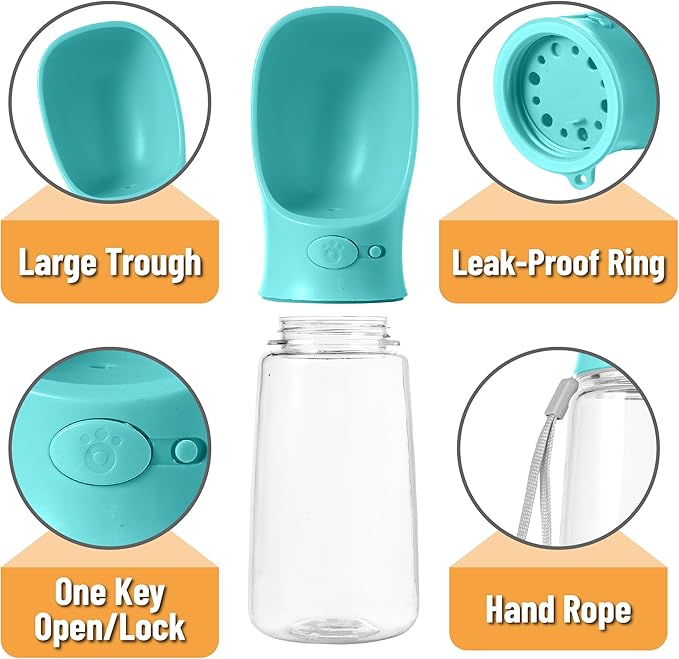 Mr. Pen- Dog Water Bottle, 19 oz, Aqua Blue, Portable Dog Water Bottle Dispenser - Image 5