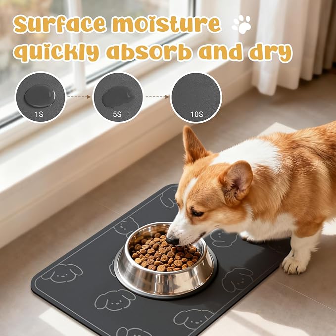 Dog Food Mat, Diatom Ooze Cat Water Mats Non Slip - Image 3