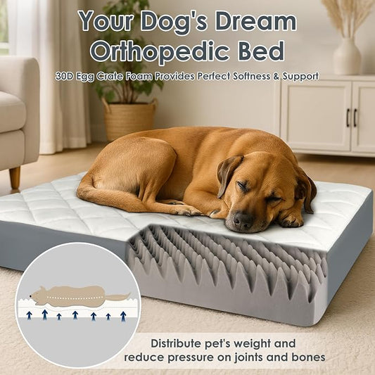 35.5" x 23.5" x 4.7" Large Orthopedic Dog Beds, Waterproof Faux Leather Memory - Image 2