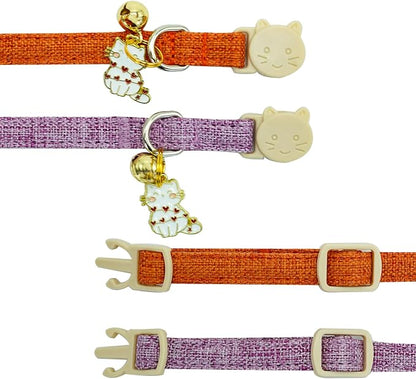 Elegant little tail 2 Pack Cat Collar- Halloween Orange&Purple Linnet Cat - Image 3