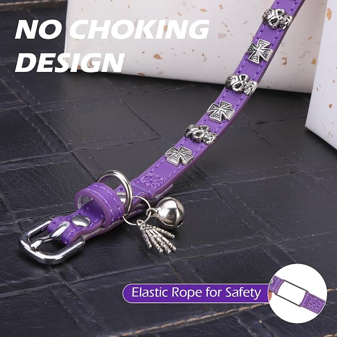 EXPAWLORER Leather Cat Collar for Girl Boy- Adjustable Pet Collar - Image 5
