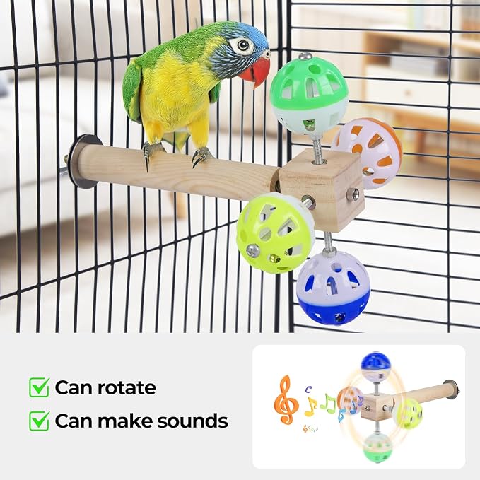 Bird Stand Perch Toy with Rotating Balls, Bird Toys - Image 3