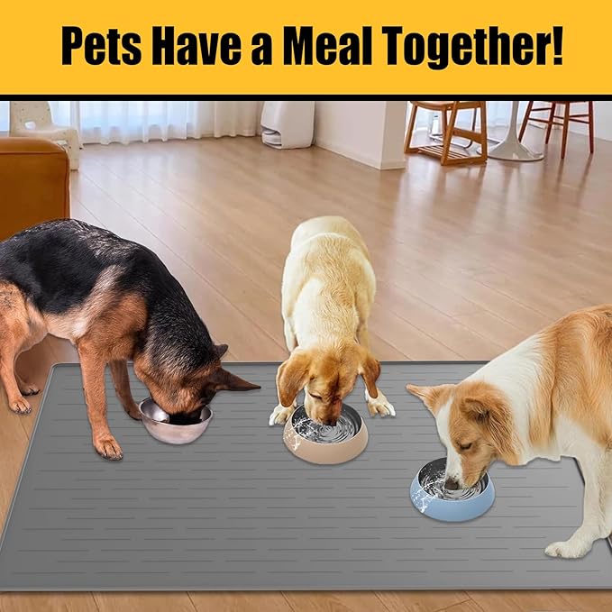 Large Dog Mat for Food and Water, 31.8"x23.8" Silicone Pet Feeding Mats - Image 7