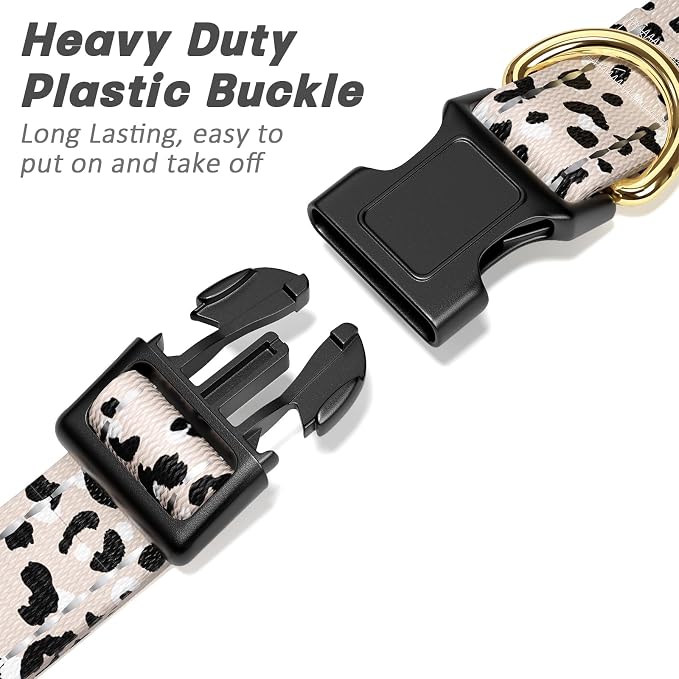 Reflective Dog Collar for Medium Dogs, Cute Leopard Style Adjustable Heavy-Duty - Image 4