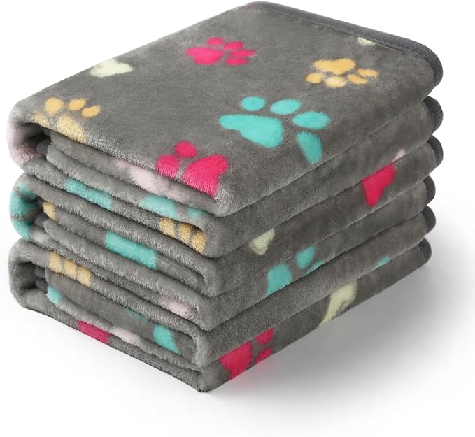 Luciphia 1 Pack 3 Blankets Fluffy Premium Fleece Pet Blanket Flannel Paw Bone by luciphia