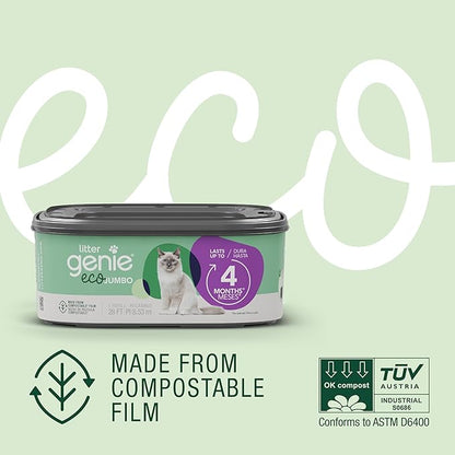 Litter Genie Eco Refills | Compostable Cat Litter Bags Jumbo 2-pack | Up to 4 - Image 3