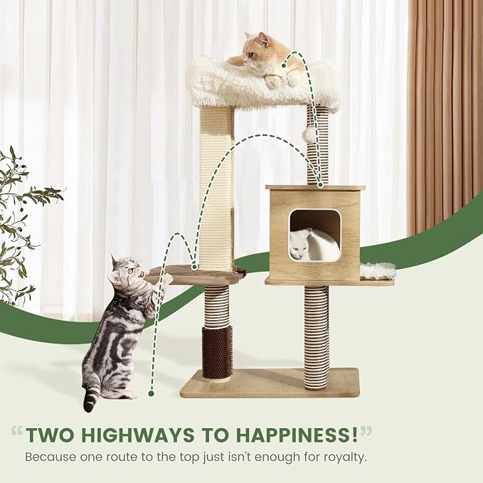 Cat Tree Tower, 41.7 in Wood Cat Condo - Image 5