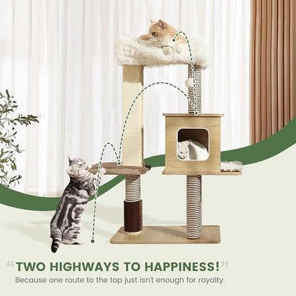 Cat Tree Tower, 41.7 in Wood Cat Condo - Image 5