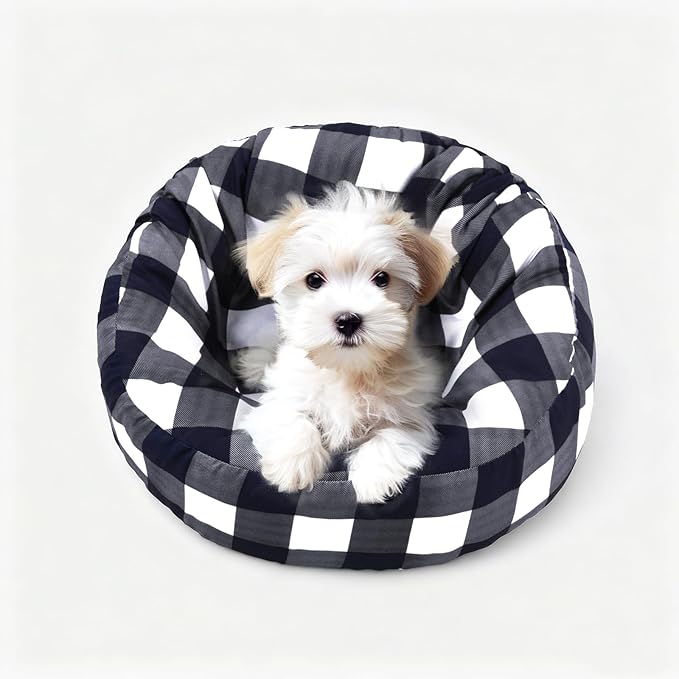 Round Dog Bed Cover Washable Elastic Edged Pet Bed Protector - Image 2