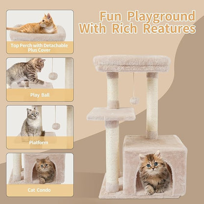 FISH&NAP Cute Cat Tree Kitten Cat Tower - Image 6