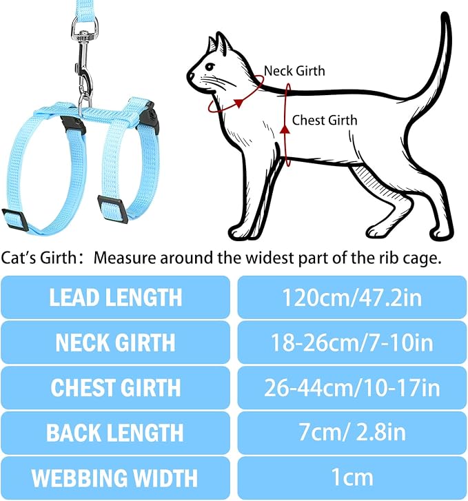 PUPTECK Adjustable Cat Harness and Leash Set Escape Proof Kitten Strap Collar - Image 2