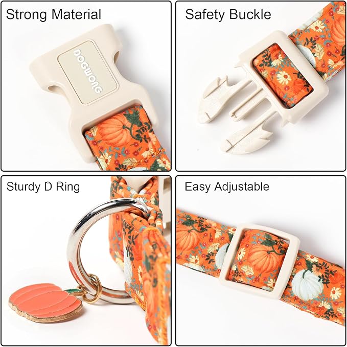 DOGWONG Fall Pumpkin Dog Collar- Cute Daisy Pumpkin Dog Collars Adjustable - Image 3