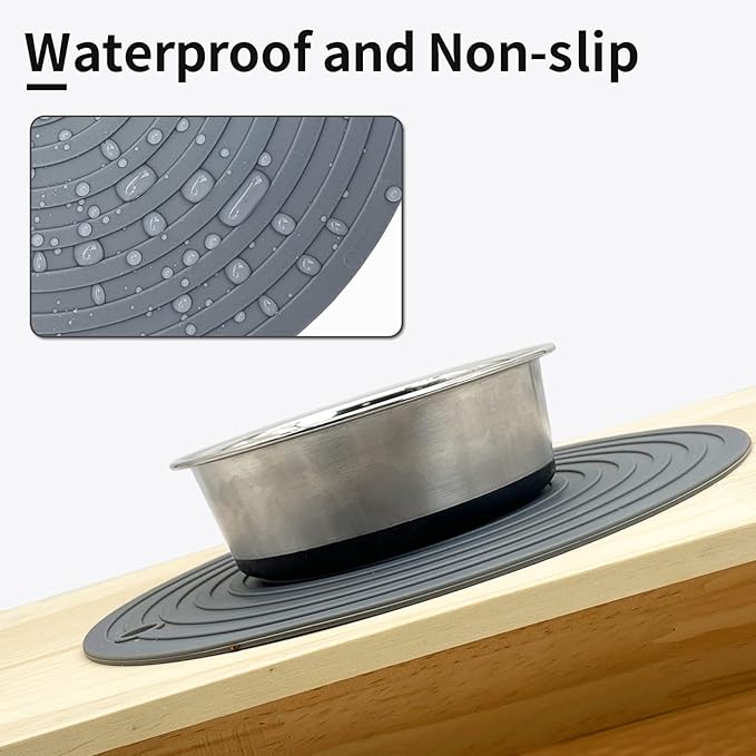 Fhiny 3PCS Silicone Pet Food Mat, 9.5" Round Waterproof Non-Slip Dog Cat Bowl - Image 2