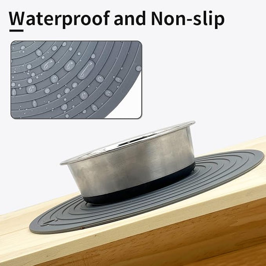 Fhiny 3PCS Silicone Pet Food Mat, 9.5" Round Waterproof Non-Slip Dog Cat Bowl - Image 2