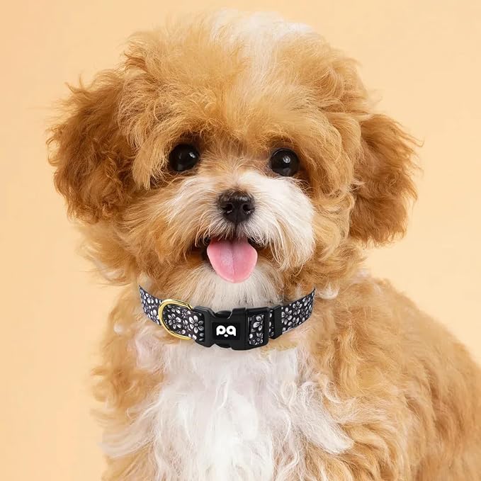 QQPETS Adjustable Soft Dog Collar: Print Flower Pink Multicolor Cute Patterns - Image 2