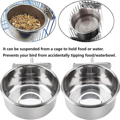 Parrot Feeding Bowls, Bird Cage Cups Holder - Image 3