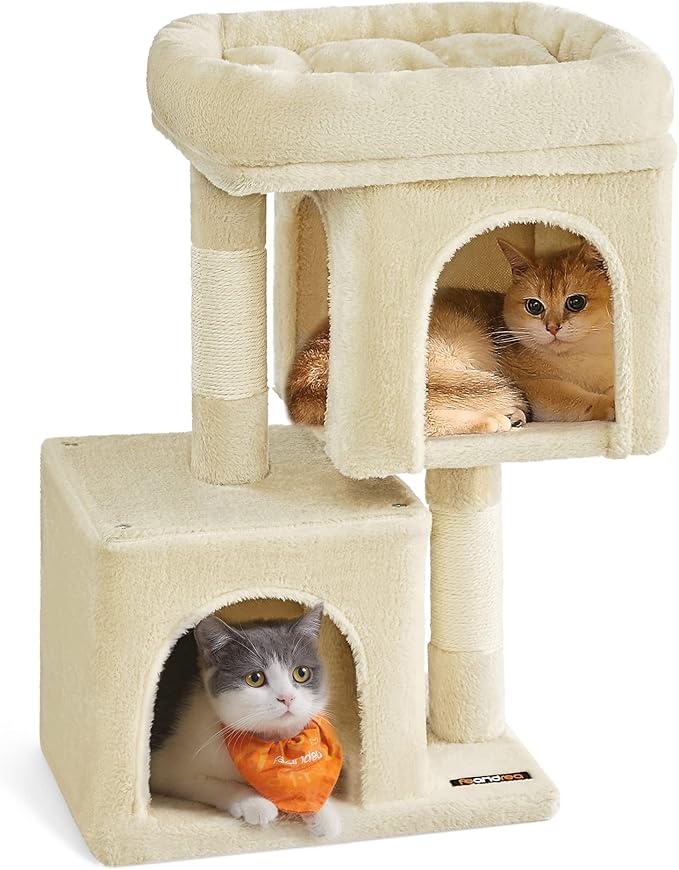 Feandrea Cat Tree, 26.4-Inch Cat Tower, Plush Condo by FeandreabySONGMICSHOME
